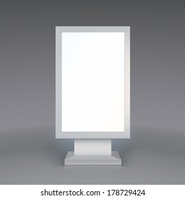 Digital Signage. Blank Advertising Billboard On Gray Background