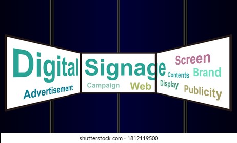 Señalización digital. Pantalla multimonitor de pantalla grande sin foco.