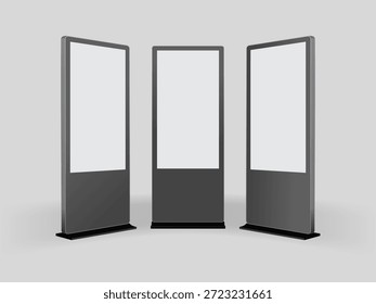 Modelo de suporte de sinalização digital. Ilustração vetorial de monitor digital ao ar livre.
