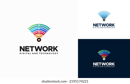 Digital Signal Logo designs concept vector, Network Technology logo symbol Illustration