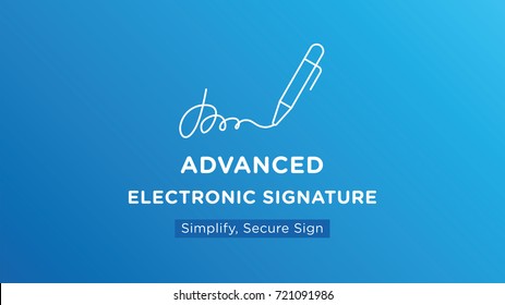 Digital Signature Concept, Sign Up. Flat Vector Illustration. Template In Flat Design