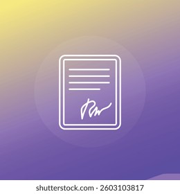 digital signature, electronic document line icon