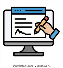 Digital Signature Icon Element For Design