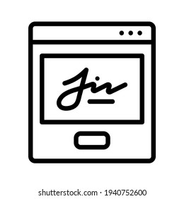 Digital signature icon. Line vector. Isolated on white background.