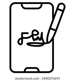 Digital Signature Icon line vector illustration