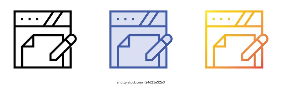 digital signature icon. Linear, Blue Fill and Gradient Style Design Isolated On White Background