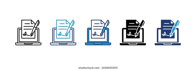 Digital Signature icon set multiple style collection