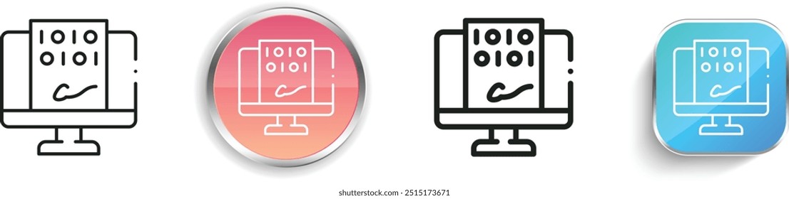 digital signature icon. Thin Linear, Regular and Button Style Design Isolated On White Background