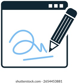 Digital signature icon vector, symbolizing authentication, security, and electronic verification. Perfect for online documents, e-commerce, or legal tech designs ensuring trust and integrity.