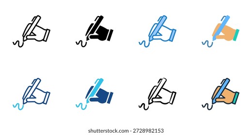 Los iconos de firma digital establecen una colección de estilo múltiple. Trazo editable 

