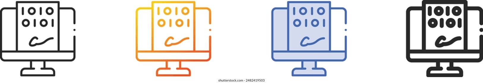 digital signature icon.Thin Linear, Gradient, Blue Stroke and bold Style Design Isolated On White Background