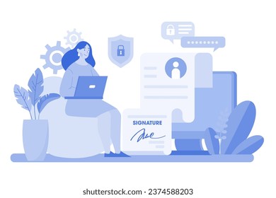 Digital Signature Illustration concept on white background