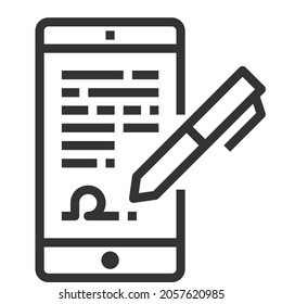 DIGITAL SIGNATURE LINE ICON VECTOR ILLUSTRATION