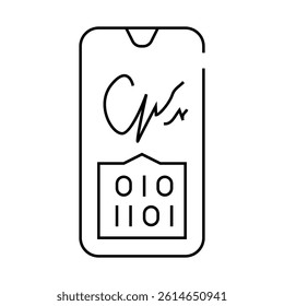 digital signature line icon vector. digital signature sign. isolated contour symbol black illustration