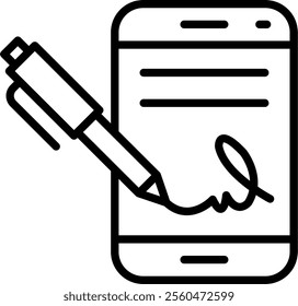 Digital Signature Line Vector Icon Design