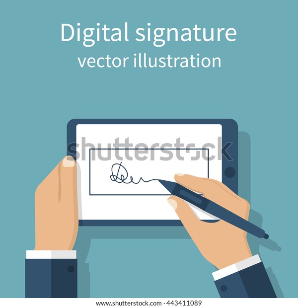 Digital Signature On Tablet Vector Illustration Stock Vector (Royalty ...