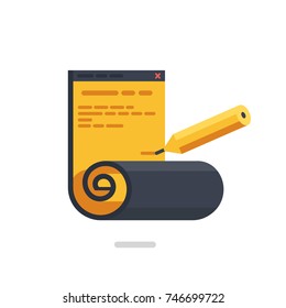 Digital signature, online blanketing vector concept, internet interview, flat illustration isolated on white background
