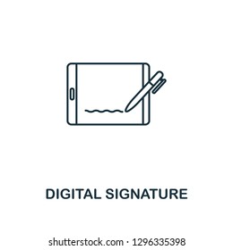 Digital Signature outline icon. Thin line style design from blockchain collection. Creative digital signature icon for web design, apps, software, printing usage.