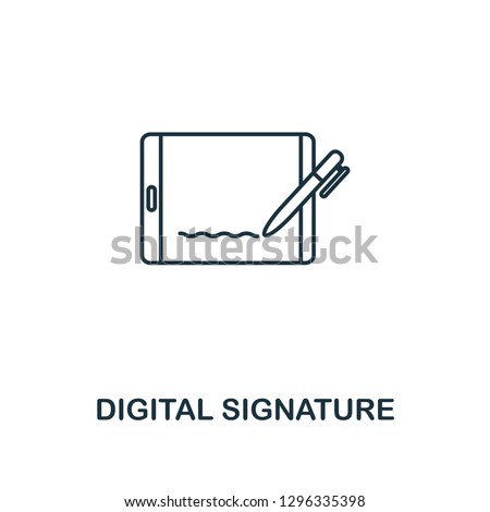 Digital Signature outline icon. Thin line style design from blockchain collection. Creative digital signature icon for web design, apps, software, printing usage.