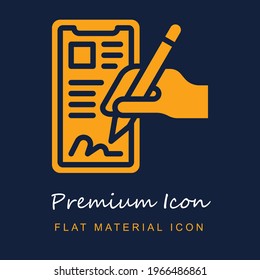 Digital Signature premium material ui ux isolated vector icon in navy blue and orange colors
