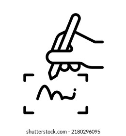 Digital Signature with scan icon. Simple design. Outline vector. Isolated on white background.