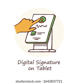 Digital Signature – Tablet Representing Secure Electronic Authorization