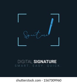 Digital Signature Technology. Sign Up. Vector Illustration
