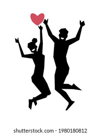 digital silhouette of a happy couple in love