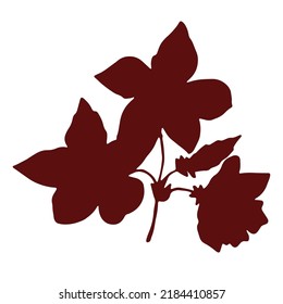 Digital silhouette of Sakura flowers. Sakura branch with flower buds.