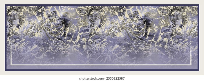 digital silk scarf design with seamless textile pattern
