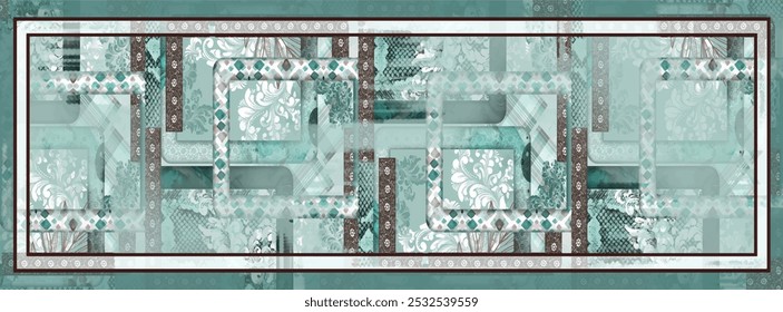 digital silk scarf design with seamless textile pattern