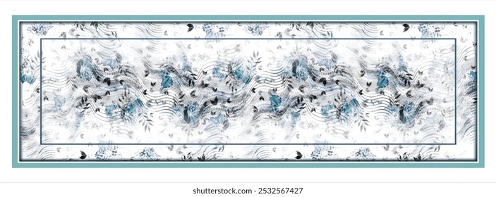 digital silk scarf design with seamless textile pattern