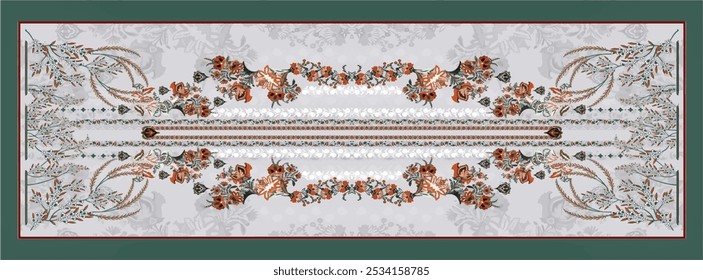 digital silk scarf design with seamless textile pattern