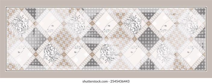 digital silk scarf design with seamless textile pattern