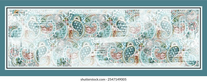 digital silk scarf design with seamless textile pattern