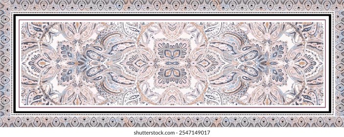 digital silk scarf design with seamless textile pattern