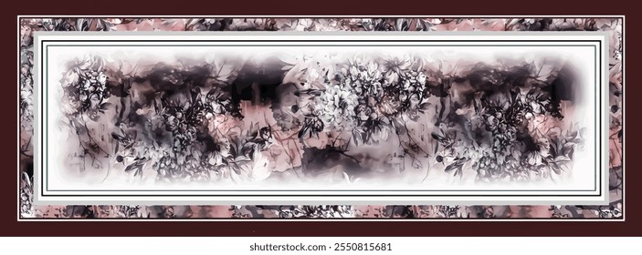 digital silk scarf design with seamless textile pattern