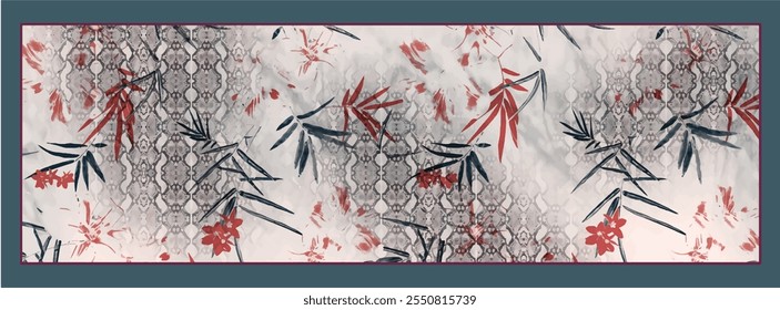 digital silk scarf design with seamless textile pattern