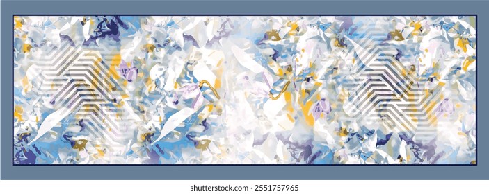 digital silk scarf design with seamless textile pattern