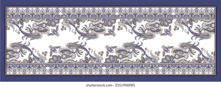 digital silk scarf design with seamless textile pattern