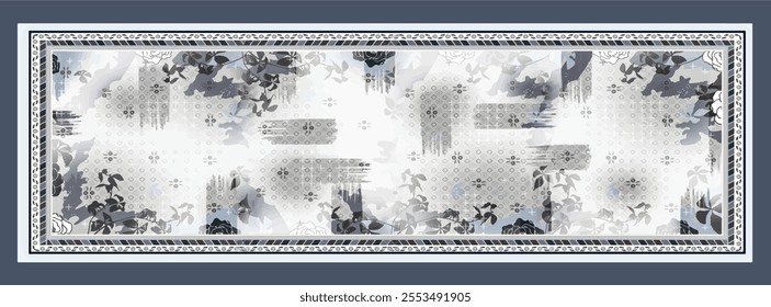 digital silk scarf design with seamless textile pattern