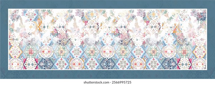 digital silk scarf design with seamless textile pattern