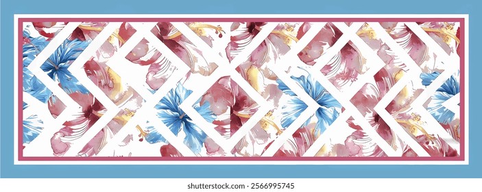 digital silk scarf design with seamless textile pattern