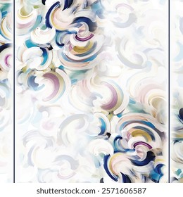 digital silk scarf design with seamless textile pattern