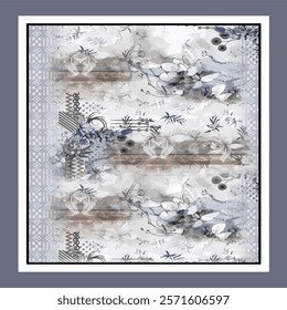 digital silk scarf design with seamless textile pattern