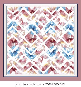 digital silk scarf design with seamless textile pattern