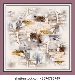 digital silk scarf design with seamless textile pattern