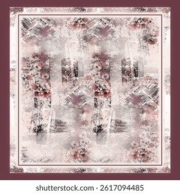 digital silk scarf design with seamless textile pattern