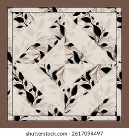 digital silk scarf design with seamless textile pattern