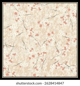 digital silk scarf design with seamless texture pattern